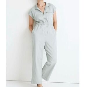 Madewell Short-Sleeve Zip-Pocket Coverall Jumpsuit
